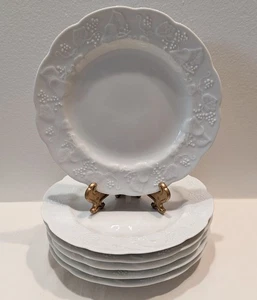 6er Set Dansk Lierre Lauvage Limoges Frankreich Efeu weiß Dessertteller 6,5" - Bild 1 von 6