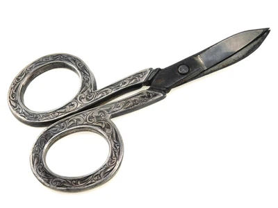 Tijeras curvas vintage hechas en Sheffield Inglaterra abedules plata de ley 925 3,5" Foto 1 de 4