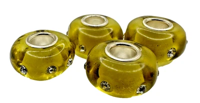 Cuentas de resina de murano EB65 en verde oliva con adornos de cristal 4 un. Foto 1 de 4