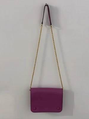 Bolso Bandolera MULBERRY “Clifton” Cuero Correa Cadena Oro Fucsia 8”x 6”x 2” Foto 1 de 4