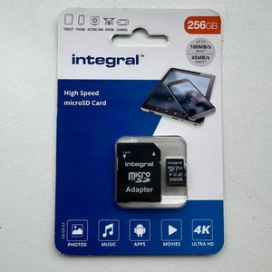 Integral 256B microSDXC Memory Card Premium High Speed 4K Video U3 Class 10 A1 - Picture 1 of 4