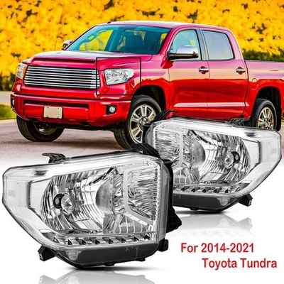 Conjunto de faros para Toyota Tundra 2014-2021 sin LED DRL izquierdo y derecho negro Foto 1 de 4