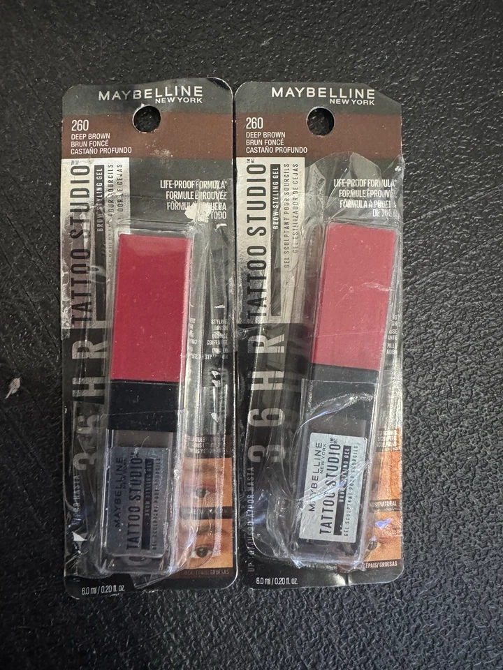 ¡¡Pack de 2!! Gel para peinar cejas Maybelline Tattoo Studio #260 marrón profundo. Foto 1 de 1