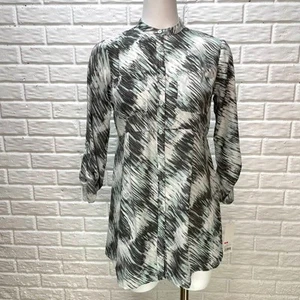 Liz Lange Maternity Top Womens XS Green Gray Sheer Button Down Tunic Top - Picture 1 of 11