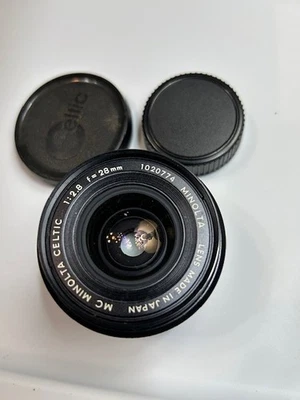 Lente Minolta MC Celtic 28 mm f2,8 enfoque manual Prime vintage Japón con cubiertas Foto 1 de 3
