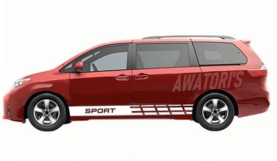 Vinyl Side Skirt Stripe For Toyota Sienna Car Sticker Graphic Racing Sport Decal Foto 1 de 4
