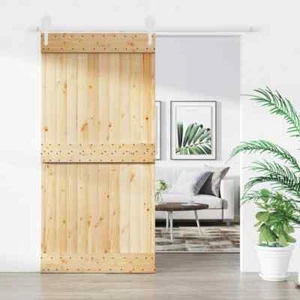 Sliding Door with Hardware Set 100x210 Solid Wood Pine, CIADAZ Internal M6N4 - Picture 1 of 12