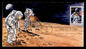 DR WHO 1994 FDC SPACE MOON LANDING ANIV DORIS GOLD HAND COLORED CACHET m29602 - Picture 1 of 2