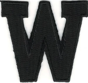 1 7/8" Black Monogram Block letter W Embroidery Patch - Picture 1 of 1