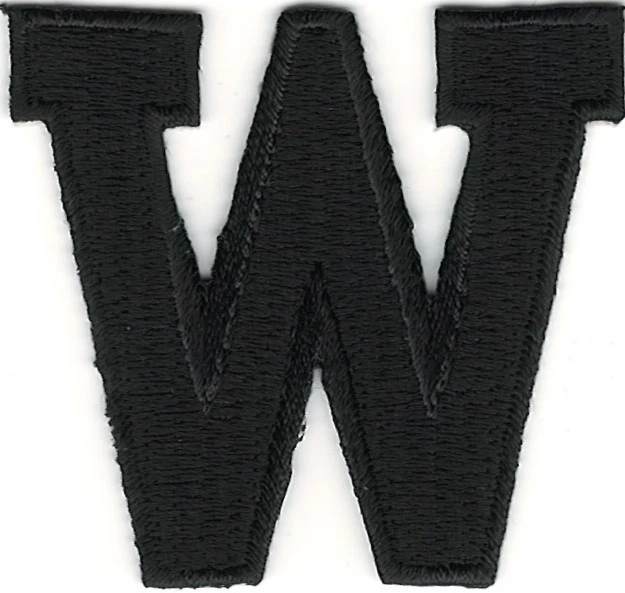 1 7/8" Black Monogram Block letter W Embroidery Patch - Image 1 of 1