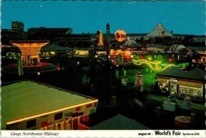 Spokane WA Washington MIDWAY~AMUSEMENT RIDES  World's Fair Expo 74  4X6 Postcard - Picture 1 of 2