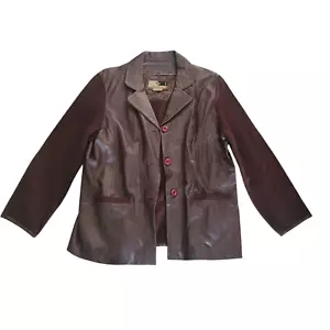 Lucien Piccard Leder und Stoff Jacke braun Knopfleiste Damen XL - Bild 1 von 9