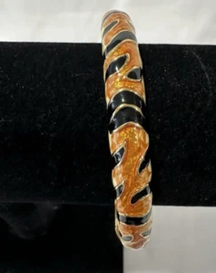 2006 Kenneth J Lane Tiger Striped Clamper Bracelet - Vintage - Picture 1 of 11