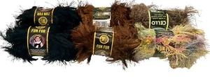 Fun Fur Lion Brand Yarn Lot Of 6 Chocolate, Mink Cello, Black, Confetti - Picture 1 of 2