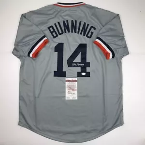 Autographed/Signed JIM BUNNING Detroit Grey Baseball Jersey JSA COA Auto - Picture 1 of 4