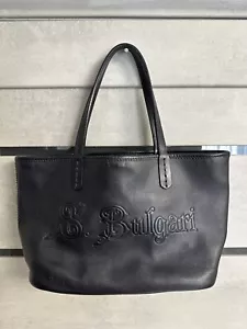 Bvlgari Authentic Soft Leather Tote Bag Black Women - Picture 1 of 13