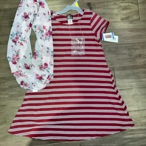 Girls Pink & Violet Dress size 10/12 NEW Scarf + Necklace - Picture 1 of 3