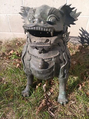 Chinese Bronze Foo Lion Censer Japanese Fu Dog Statue Palace Guard Antique - Image 1 of 4