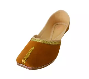 Women Shoes Indian Jutties Handmade Mojaries Leather Brown Ballet Flats US 6-12 - Picture 1 of 7