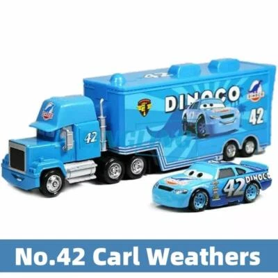Disney Pixar Cars No.42 Cal Weathers Mack Truck & Car1:55 Diecast Car Toy Loose - Image 1 of 4