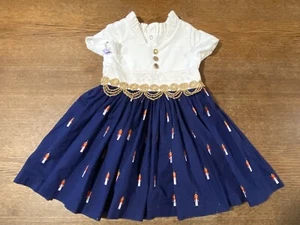 GoldyBelle Embellished Toddler Dress Christmas Holiday Toy Soldier Gold Trim - Picture 1 of 17