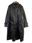 H&M Rokh Leather Trench Coat Button Details Sheepskin Black size M