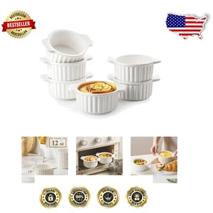 Verdickte Porzellan Auflaufförmchen mit Griffen - 12 Oz für Suppen und Desserts - Bild 1 von 8
