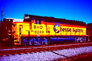 ORIGINAL KODACHROME SLIDE CHESSIE GP40-2 #6249 PORTSMOUTH, VIRGINIA DEC. 1987 - Picture 1 of 1
