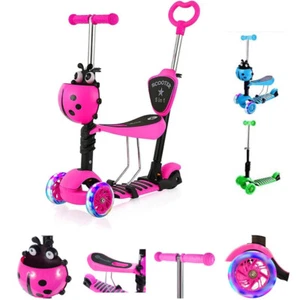 Kinder Roller Scooter mit Rückenlehne Sitz Tretroller Dreiradscooter LED Räder - Bild 1 von 33