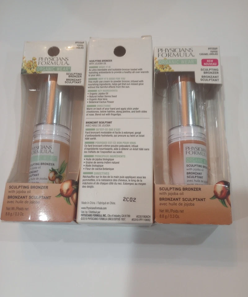 physicians formula Organic Wear Sculpting Bronzers W/Jojoba Oil Toffee lot of 3 - Image 1 of 1