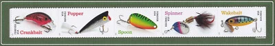Scott #5961-65 Freshwater Fishing Lures (Strip of 5) 2025 Mint NH - Image 1 of 4