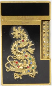 Funktionierendes S.T.Dupont Gasfeuerzeug Schwarz Gold Drache ohne Box - Bild 1 von 10