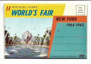 Carpeta de recuerdo de la Feria Mundial de Nueva York 1964 14 vistas a colores carpeta rara - Imagen 1 de 6