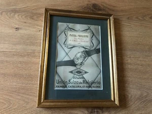 Vintage Cuadro con Anuncio PATEK PHILIPPE - Unión Suiza de Relojería - Barcelona - Imagen 1 de 2
