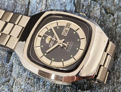 RARO Vintage Orient Y469766-4A Esfera Gris Automático Caballeros TV Estuche Cuadrado... Foto 1 de 4