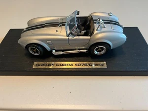 1964 SHELBY COBRA 427 S/C ROADSTER SILVER DIE CAST on platform - Picture 1 of 6