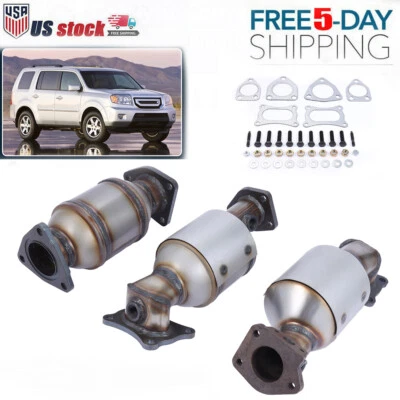 All 3 Set Catalytic Converters for Honda Pilot 3.5L 2009-2015 45131-45132-16447 Foto 1 de 4