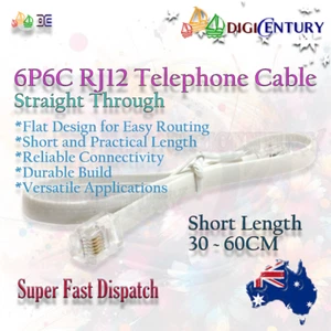 Short RJ12 6P6C Straight Through Flat Telephone Line Cord Cable -Modems Phones W - Bild 1 von 5