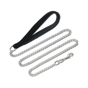 METAL DOG LEASH DOG CHAIN LINK CHAIN POLY HANDLE 6' LONG MEDIUM SMALL BREEDS - Picture 1 of 4