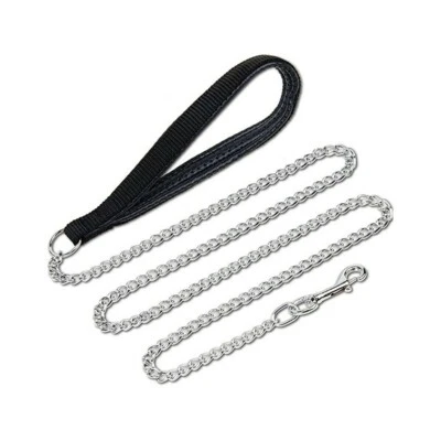METAL DOG LEASH DOG CHAIN LINK CHAIN POLY HANDLE 6' LONG MEDIUM SMALL BREEDS - Image 1 of 4