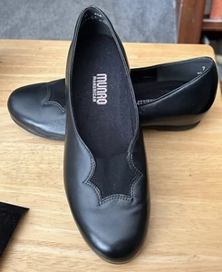 Munro American Damengröße 7 Medium schwarzer flacher Leder-Ballerinas Slipper Keilabsatz - Bild 1 von 6