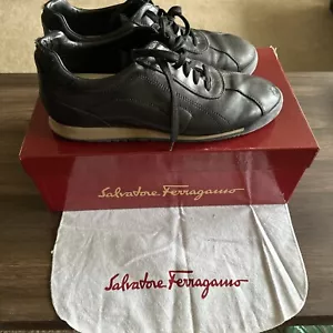 Herren Salvatore Ferragamo schwarz Low Top Tennisschuhe Turnschuhe VG366 Größe 8,5 D - Bild 1 von 11