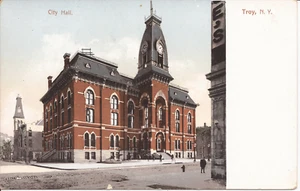 Troy, NY New York, Rathaus, Postkarte mit ungeteilter Rückseite verschickt 1909 - Bild 1 von 3