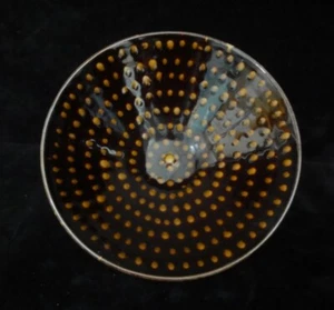Old Chinese "JiZhou" Kiln Hand Painting Yellow Stars Black Glaze Porcelain Bowl - Picture 1 of 4