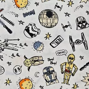 Camelot Cotton Fabric 15"x44" Star Wars Licensed R2D2 Yoda C-3PO Stormtrooper - Picture 1 of 4