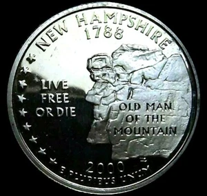 2000-S 25C State Quarter New Hampshire GDC Proof 90% Silver 21coc1008-1 - Picture 1 of 2