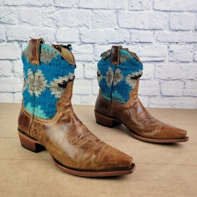Bota occidental Stetson marrón tejida azteca Pendleton punta corta cuerda para mujer talla 9,5 Foto 1 de 4