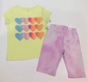 T-SHIRT & SHORTS SET--Gap Girl's 2 Pc HEARTS--SIZE XS/4-5--Brand New With Tags - Picture 1 of 8