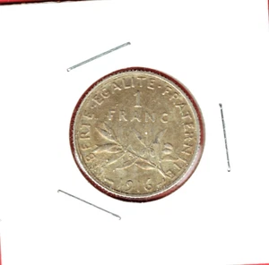 1916 France 1 Franc coin 1916 Liberte Egalite Fraternite KM# 844.1 - Picture 1 of 2