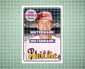 Carta artistica baseball personalizzata stile Dick Turk Farrell Philadelphia Phillies 1969 Dick Turk - Foto 1 di 2